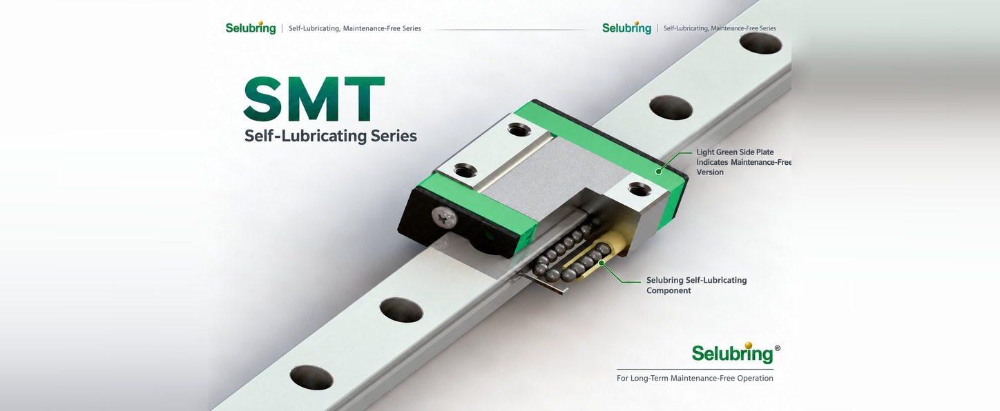 SMT self-lubricating series technical poster — Selubring element integrated inside the carriage