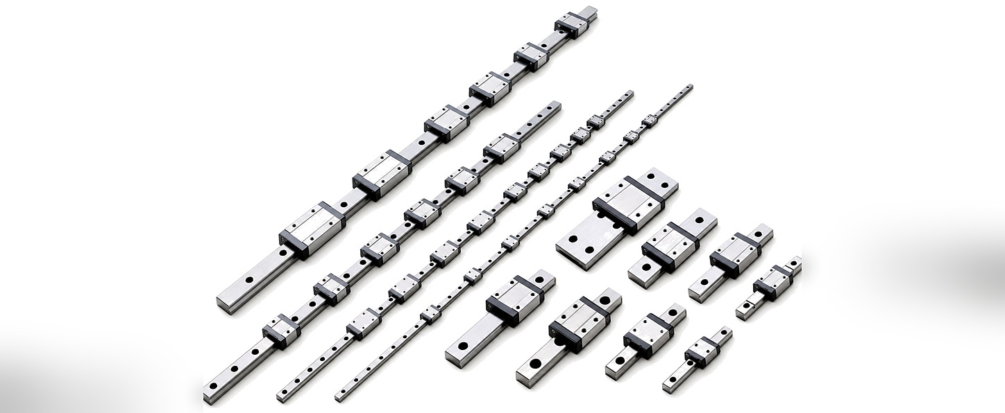 DDJ miniature linear guide product array — ST rails and carriages in every size from ST3 to ST20