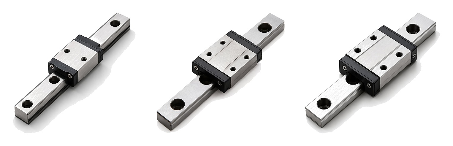 DDJ ST7, ST9 and ST12 standard C-type miniature linear guides side by side — real product photos
