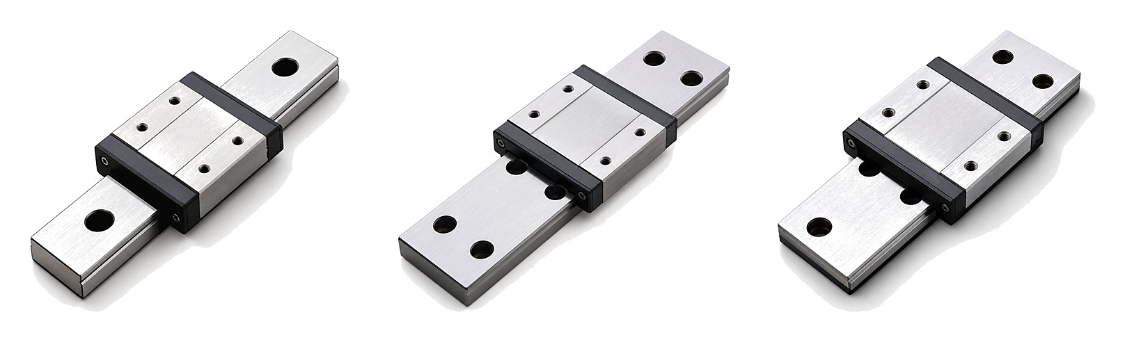 DDJ STW7, STW9 and STW12 wide-type miniature linear guides side by side — real product photos
